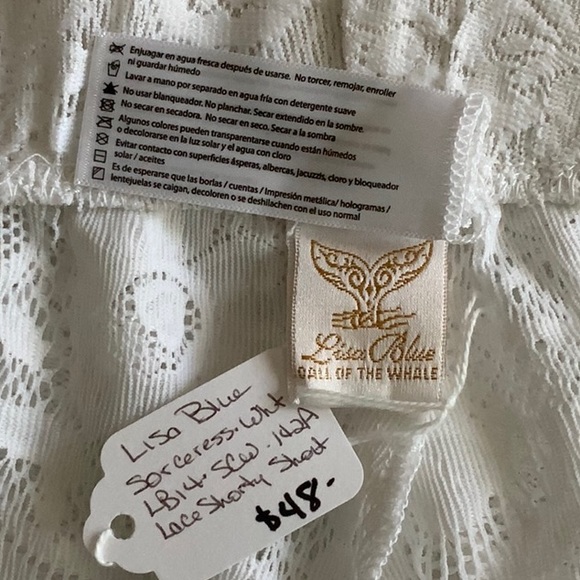 Lisa Blue Lace Shorty Short Swimsuit coverup - White (#52) - Picture 4 of 5